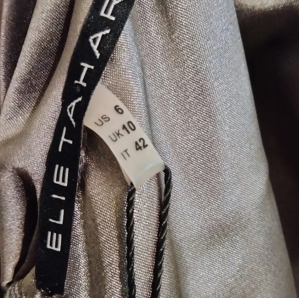 Sadie silver silk midi dress semi formal size 6 by Elie Tahari - Picture 5 of 10